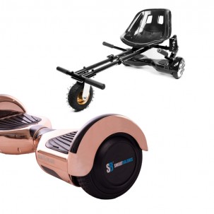 Set Hoverboard cu Scaun, Hoverkart Negru cu Suspensii Duble, Boxe Bluetooth, Lumini LED si Auto Balans, roti 6.5'', 15km Autonomie, Putere 700W, Baterie 4Ah Samsung Cell, Smart Balance Regular Iron Special
