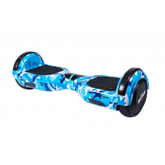 Hoverboard cu Boxe Bluetooth, Lumini LED si Auto Balans, roti 6.5'', 15km Autonomie, Putere 700W, Baterie 4Ah Samsung Cell, Smart Balance Regular Camouflage Blue