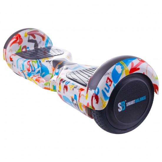 Set Hoverboard cu Scaun, Hoverkart Albastru cu Suspensii Duble, Boxe Bluetooth, Lumini LED si Auto Balans, roti 6.5'', 15km Autonomie, Putere 700W, Baterie 4Ah Samsung Cell, Smart Balance Regular Splash cu maner 3