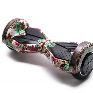 Hoverboard cu Boxe Bluetooth, Lumini LED si Auto Balans, roti 6.5'', 15km Autonomie, Putere 700W, Baterie 4Ah Samsung Cell, Smart Balance Transformers SkullColor
