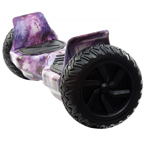 Set Hoverboard All Terrain cu Scaun, Hoverkart Roz cu Suspensii Duble, Boxe Bluetooth, Lumini LED si Auto Balans, roti 8.5'', 15km Autonomie, Putere 700W, Baterie 4Ah Samsung Cell, Smart Balance Hummer Galaxy 3