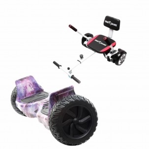 Set Hoverboard All Terrain cu Scaun, Hoverkart Confort, Boxe Bluetooth, Lumini LED si Auto Balans, roti 8.5'', 15km Autonomie, Putere 700W, Baterie 4Ah Samsung Cell, Smart Balance Hummer Galaxy