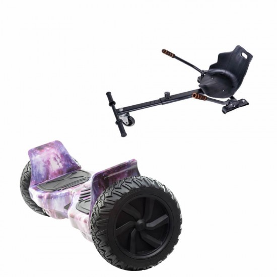 Pachet Hoverboard 8.5 inch cu Scaun Standard, Hummer Galaxy, Autonomie Standard si Hoverkart Ergonomic Negru, Smart Balance
