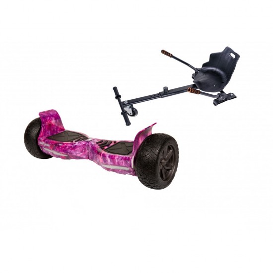 Pachet Hoverboard 8.5 inch cu Scaun Standard, Hummer Galaxy Pink, Autonomie Standard si Hoverkart Ergonomic Negru, Smart Balance