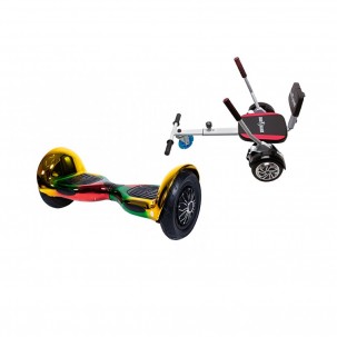 Set Hoverboard OffRoad cu Scaun, Hoverkart Confort, Boxe Bluetooth, Lumini LED si Auto Balans, roti 10'', 15km Autonomie, Putere 700W, Baterie 4Ah Samsung Cell, Smart Balance OffRoad California