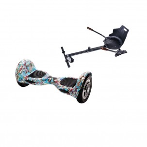 Pachet Hoverboard cu Scaun Smartbalance™, OffRoad Clown,  roti 10 inch, Bluetooth, Autobalans, LED Lights, 700W, Baterie cu Celule Samsung + Scaun Hoverboard