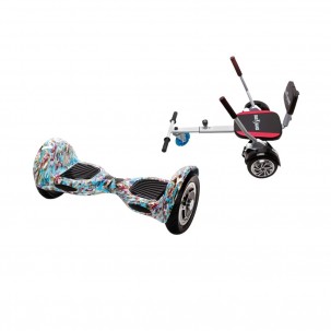 Pachet Hoverboard cu Scaun Smartbalance™, OffRoad Clown, roti 10 inch, Bluetooth, Autobalans, LED Lights, 700W, Baterie cu Celule Samsung + Scaun Hoverboard cu Burete
