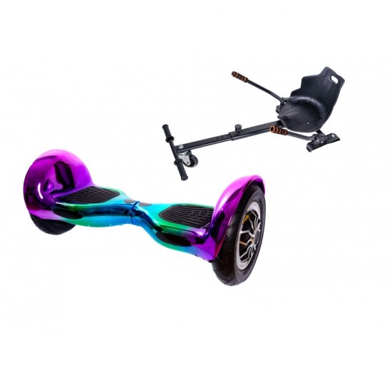 Set Hoverboard OffRoad cu Scaun, Hoverkart Ergonomic, Boxe Bluetooth, Lumini LED si Auto Balans, roti 10'', 15km Autonomie, Putere 700W, Baterie 4Ah Samsung Cell, Smart Balance OffRoad Dakota