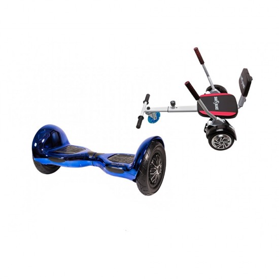 Set Hoverboard OffRoad cu Scaun, Hoverkart Confort, Boxe Bluetooth, Lumini LED si Auto Balans, roti 10'', 15km Autonomie, Putere 700W, Baterie 4Ah Samsung Cell, Smart Balance OffRoad ElectroBlue