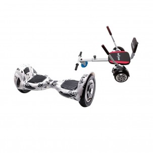Set Hoverboard OffRoad cu Scaun, Hoverkart Confort, Boxe Bluetooth, Lumini LED si Auto Balans, roti 10'', 15km Autonomie, Putere 700W, Baterie 4Ah Samsung Cell, Smart Balance OffRoad NewsPaper