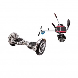 Pachet Hoverboard cu Scaun Smartbalance™, OffRoad Skull Head, roti 10 inch, Bluetooth, Autobalans, LED Lights, 700W, Baterie cu Celule Samsung + Scaun Hoverboard cu Burete