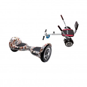 Set Hoverboard OffRoad cu Scaun, Hoverkart Confort, Boxe Bluetooth, Lumini LED si Auto Balans, roti 10'', 15km Autonomie, Putere 700W, Baterie 4Ah Samsung Cell, Smart Balance OffRoad Tattoo