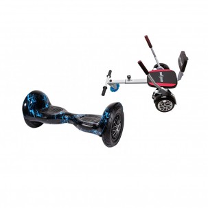 Set Hoverboard OffRoad cu Scaun, Hoverkart Confort, Boxe Bluetooth, Lumini LED si Auto Balans, roti 10'', 15km Autonomie, Putere 700W, Baterie 4Ah Samsung Cell, Smart Balance OffRoad Thunderstorm