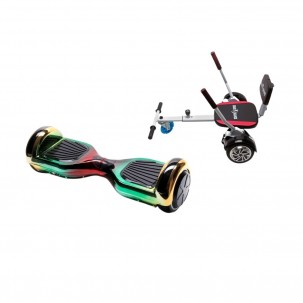 Set Hoverboard cu Scaun, Hoverkart Confort, Boxe Bluetooth, Lumini LED si Auto Balans, roti 6.5'', 15km Autonomie, Putere 700W, Baterie 4Ah Samsung Cell, Smart Balance Regular California