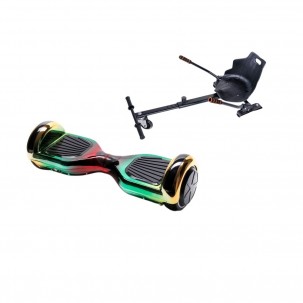 Set Hoverboard cu Scaun, Hoverkart Ergonomic, Boxe Bluetooth, Lumini LED si Auto Balans, roti 6.5'', 15km Autonomie, Putere 700W, Baterie 4Ah Samsung Cell, Smart Balance Regular California
