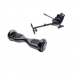 Set Hoverboard cu Scaun, Hoverkart Ergonomic, Boxe Bluetooth, Lumini LED si Auto Balans, roti 6.5'', 15km Autonomie, Putere 700W, Baterie 4Ah Samsung Cell, Smart Balance Regular Carbon