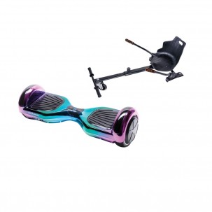 Set Hoverboard cu Scaun, Hoverkart Ergonomic, Boxe Bluetooth, Lumini LED si Auto Balans, roti 6.5'', 15km Autonomie, Putere 700W, Baterie 4Ah Samsung Cell, Smart Balance Regular Dakota