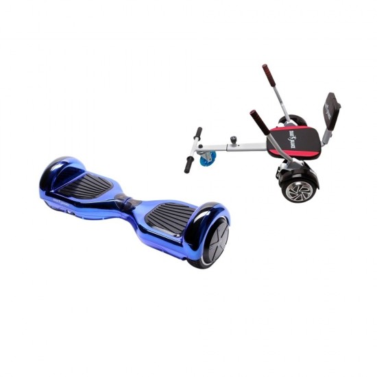 Set Hoverboard cu Scaun, Hoverkart Confort, Boxe Bluetooth, Lumini LED si Auto Balans, roti 6.5'', 15km Autonomie, Putere 700W, Baterie 4Ah Samsung Cell, Smart Balance Regular ElectroBlue