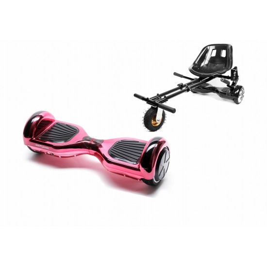 Pachet Hoverboard 6.5 inch cu Scaun cu Suspensii, Regular ElectroPink, Autonomie Extinsa si Hoverkart Negru cu Suspensii Duble, Smart Balance