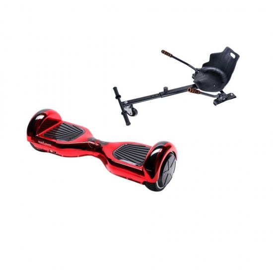 Pachet Hoverboard 6.5 inch cu Scaun Standard, Regular ElectroRed, Autonomie Extinsa si Hoverkart Ergonomic Negru, Smart Balance