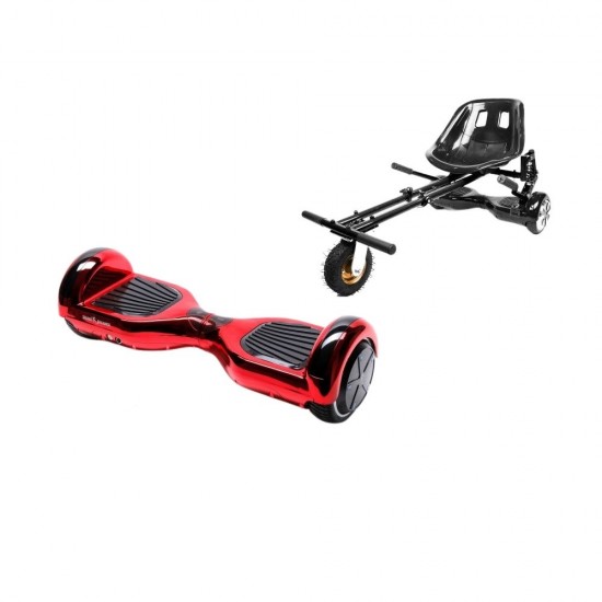 Pachet Hoverboard 6.5 inch cu Scaun cu Suspensii, Regular ElectroRed, Autonomie Extinsa si Hoverkart Negru cu Suspensii Duble, Smart Balance