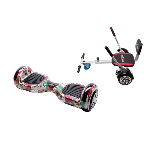 Pachet Hoverboard cu Scaun Smartbalance™, Regular Skull Color, roti 6.5 inch, Bluetooth, Autobalans, LED Lights, 700W, Baterie cu Celule Samsung + Scaun Hoverboard cu Burete 1