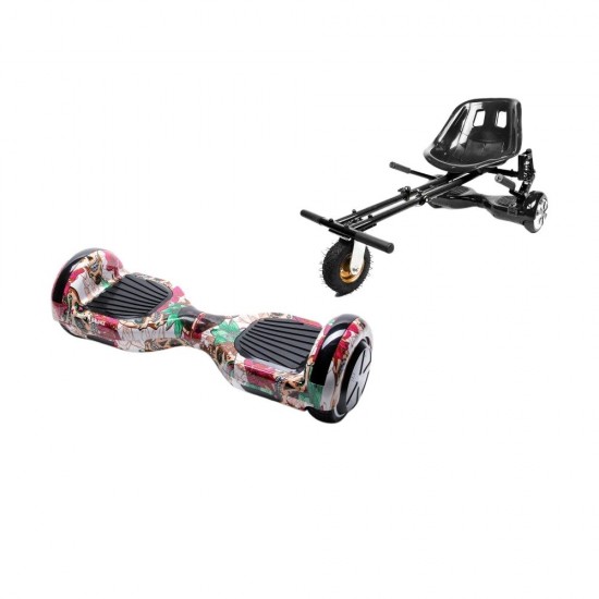 Pachet Hoverboard cu Scaun Smartbalance™, Regular Skull Color, roti 6.5 inch, Bluetooth, Autobalans, LED Lights, 700W, Baterie cu Celule Samsung + Scaun Hoverboard cu Suspensii Negru  1