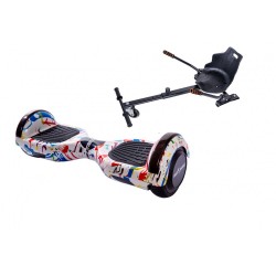Set Hoverboard cu Scaun, Hoverkart Ergonomic, Boxe Bluetooth, Lumini LED si Auto Balans, roti 6.5'', 15km Autonomie, Putere 700W, Baterie 4Ah Samsung Cell, Smart Balance Regular Splash