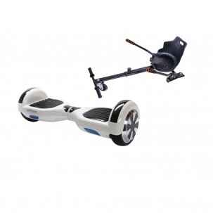 Pachet Hoverboard cu Scaun Smartbalance™, Regular White Pearl, roti 6.5 inch, Bluetooth, Autobalans, LED Lights, 700W, Baterie cu Celule Samsung + Scaun Hoverboard 