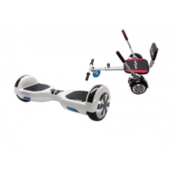 Pachet Hoverboard cu Scaun Smartbalance™, Regular White Pearl, roti 6.5 inch, Bluetooth, Autobalans, LED Lights, 700W, Baterie cu Celule Samsung + Scaun Hoverboard cu Burete