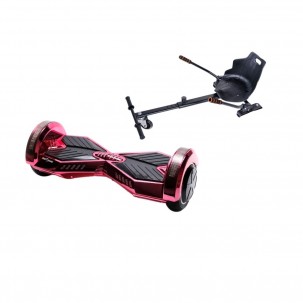 Set Hoverboard cu Scaun, Hoverkart Ergonomic, Boxe Bluetooth, Lumini LED si Auto Balans, roti 6.5'', 15km Autonomie, Putere 700W, Baterie 4Ah Samsung Cell, Smart Balance Transformers ElectroPink