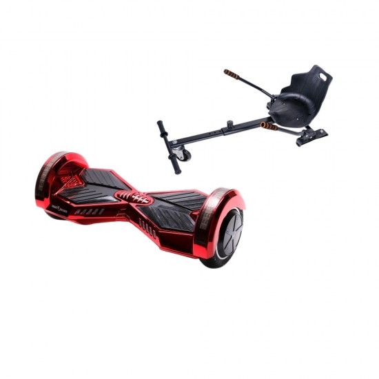 Set Hoverboard cu Scaun, Hoverkart Ergonomic, Boxe Bluetooth, Lumini LED si Auto Balans, roti 8'', 15km Autonomie, Putere 700W, Baterie 4Ah Samsung Cell, Smart Balance Transformers ElectroRed 