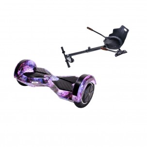 Set Hoverboard cu Scaun, Hoverkart Ergonomic, Boxe Bluetooth, Lumini LED si Auto Balans, roti 6.5'', 15km Autonomie, Putere 700W, Baterie 4Ah Samsung Cell, Smart Balance Transformers Galaxy