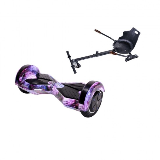 Pachet Hoverboard 6.5 inch cu Scaun Standard, Transformers Galaxy Junior, Autonomie Standard si Hoverkart Ergonomic Negru, Smart Balance