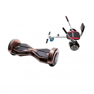 Set Hoverboard cu Scaun, Hoverkart Confort, Boxe Bluetooth, Lumini LED si Auto Balans, roti 6.5'', 15km Autonomie, Putere 700W, Baterie 4Ah Samsung Cell, Smart Balance Transformers Iron