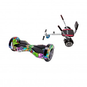 Set Hoverboard cu Scaun, Hoverkart Confort, Boxe Bluetooth, Lumini LED si Auto Balans, roti 8'', 15km Autonomie, Putere 700W, Baterie 4Ah Samsung Cell, Smart Balance Transformers Multicolor 