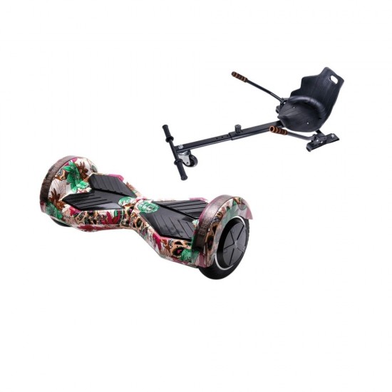 Pachet Hoverboard 6.5 inch cu Scaun Standard, Transformers SkullColor Junior, Autonomie Standard si Hoverkart Ergonomic Negru, Smart Balance