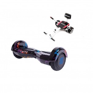 Set Hoverboard cu Scaun, Hoverkart Confort, Boxe Bluetooth, Lumini LED si Auto Balans, roti 6.5'', 15km Autonomie, Putere 700W, Baterie 4Ah Samsung Cell, Smart Balance Transformers Thunderstorm