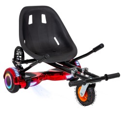 Pachet Hoverboard 6.5 inch cu Scaun cu Suspensii, Regular ElectroRed PRO, Autonomie Extinsa si Hoverkart Negru cu Suspensii Duble, Smart Balance