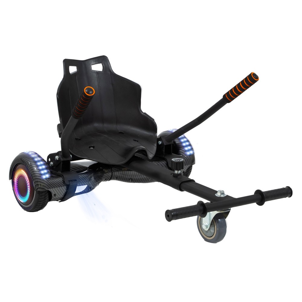 Pachet Hoverboard 6.5 inch cu Scaun Standard Regular Carbon PRO Autonomie Standard si Hoverkart Ergonomic Negru Smart Balance