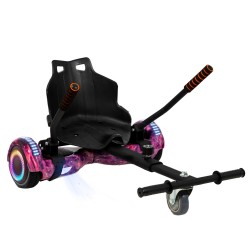 Pachet Hoverboard 6.5 inch cu Scaun Standard, Regular Galaxy Pink PRO, Autonomie Standard si Hoverkart Ergonomic Negru, Smart Balance