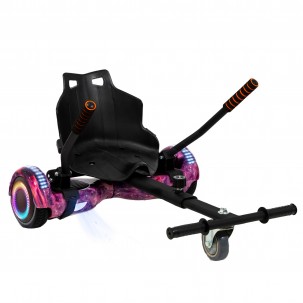 Pachet Hoverboard 6.5 inch cu Scaun Standard, Regular Galaxy Pink PRO, Autonomie Standard si Hoverkart Ergonomic Negru, Smart Balance