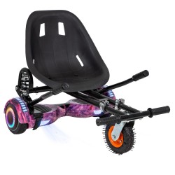 Pachet Hoverboard 6.5 inch cu Scaun cu Suspensii, Regular Galaxy Pink PRO, Autonomie Standard si Hoverkart Negru cu Suspensii Duble, Smart Balance