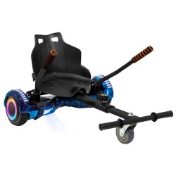 Pachet Hoverboard 6.5 inch cu Scaun Standard, Regular Galaxy Blue PRO, Autonomie Standard si Hoverkart Ergonomic Negru, Smart Balance