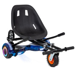 Pachet Hoverboard 6.5 inch cu Scaun cu Suspensii, Regular Galaxy Blue PRO, Autonomie Standard si Hoverkart Negru cu Suspensii Duble, Smart Balance