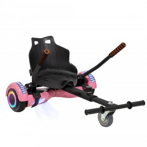 Pachet Hoverboard 6.5 inch cu Scaun Hoverkart, Regular Pink PRO autonomie extinsa pentru copii si adulti