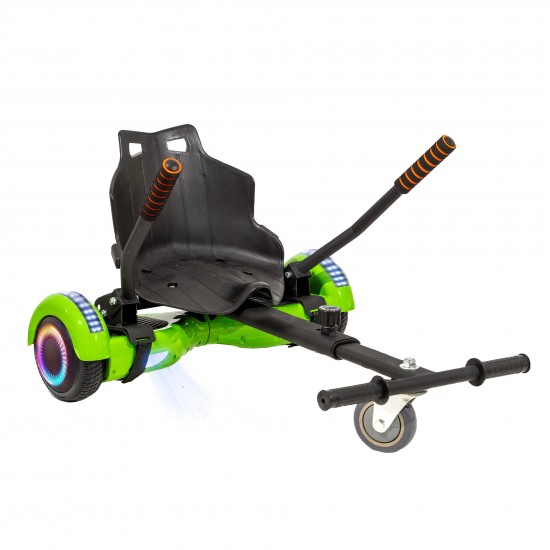 Pachet Hoverboard 6.5 inch cu Scaun Standard, Regular Green PRO, Autonomie Extinsa si Hoverkart Ergonomic Negru, Smart Balance