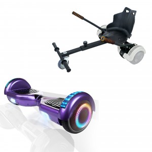 Pachet Hoverboard 6.5 inch cu Scaun Hoverkart, Regular Purple PRO autonomie standard pentru copii si adulti