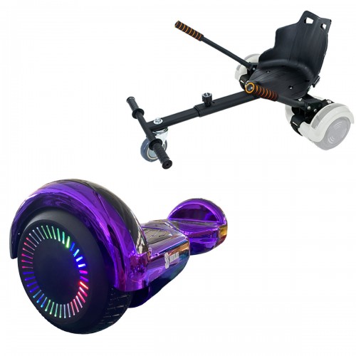 Pachet Hoverboard 6.5 inch cu Scaun Standard, Regular ElectroPurple PRO, Autonomie Extinsa si Hoverkart Ergonomic Negru, Smart Balance