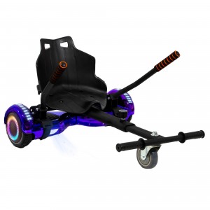 Pachet Hoverboard 6.5 inch cu Scaun Hoverkart, Regular ElectroPurple PRO autonomie extinsa pentru copii si adulti